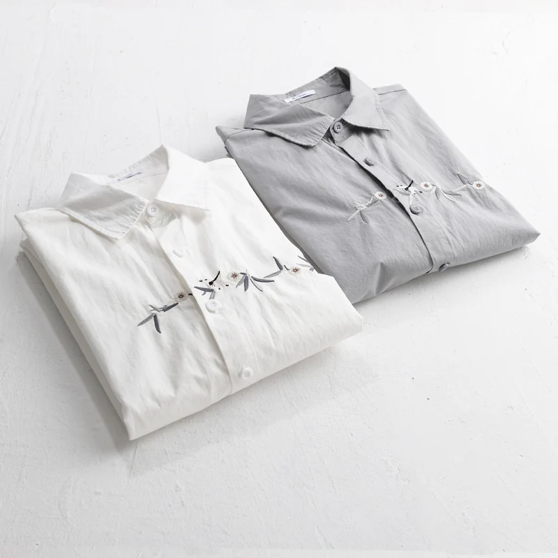 Damen Lockeres besticktes Baumwoll-Overshirt mit Kentkragen und Layering‑Detail Nord Taschen