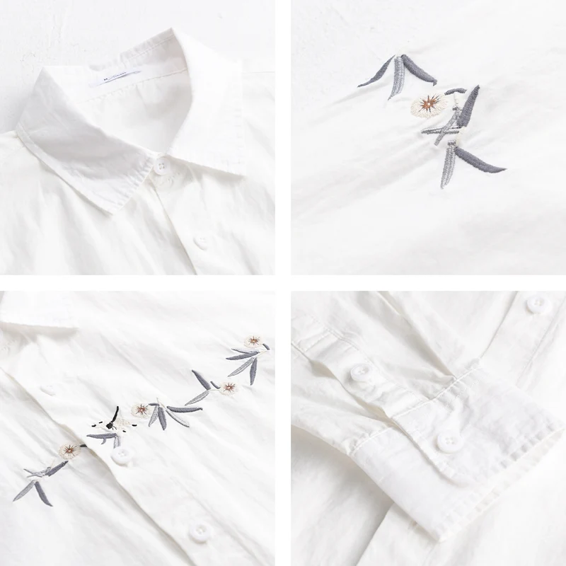 Damen Lockeres besticktes Baumwoll-Overshirt mit Kentkragen und Layering‑Detail Nord Taschen