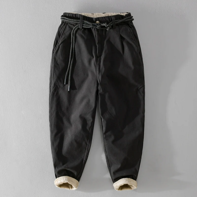 Damen Gefütterte Baumwoll-Chinohose mit elastischem Bund, Karotten-Schnitt und Deko-Gürtel Nord Taschen