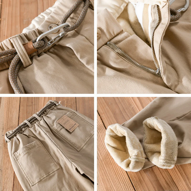Damen Gefütterte Baumwoll-Chinohose mit elastischem Bund, Karotten-Schnitt und Deko-Gürtel Nord Taschen