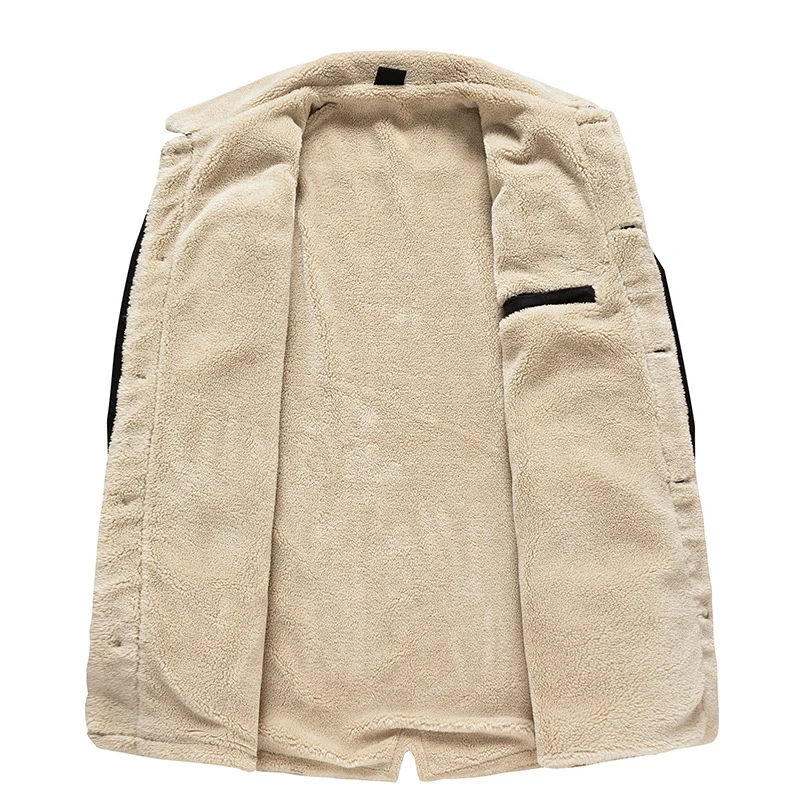 Herren Wattierte Denimjacke mit Sherpa-Futter und verlängertem Outdoor-Schnitt Nord Taschen