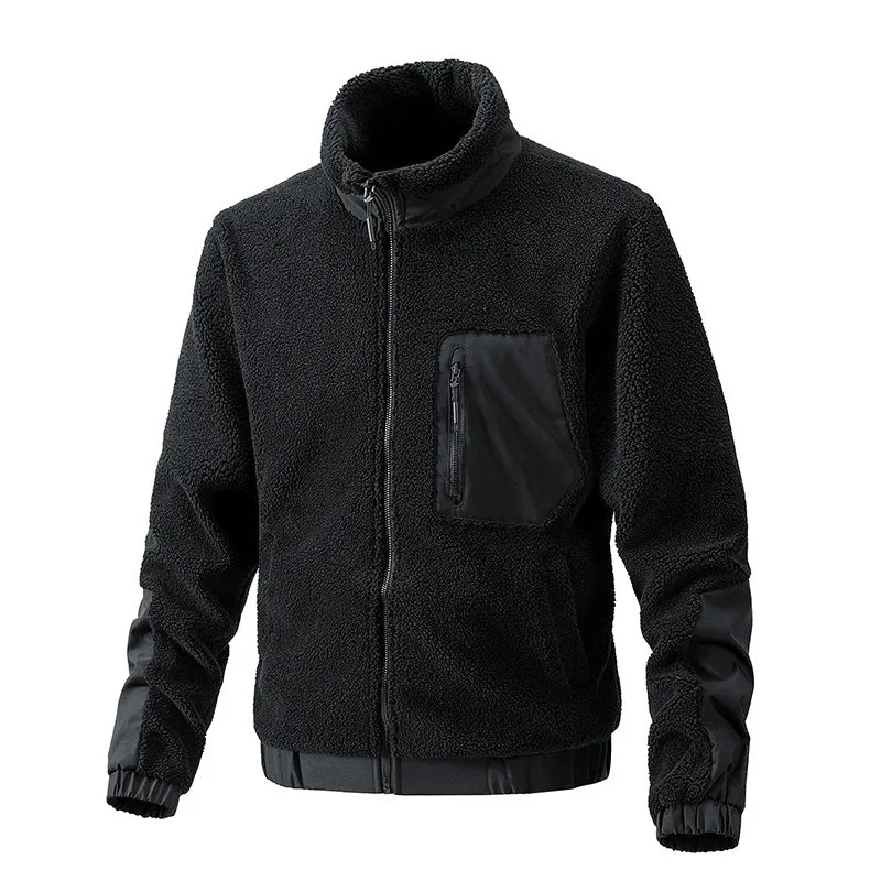 Herren Teddy-Fleece Jacke mit Stehkragen und verstärkten Einsätzen Nord Taschen