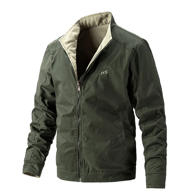 Herren Leichte wasserabweisende Zip-Jacke mit Stehkragen und kontrastiertem Futter Nord Taschen