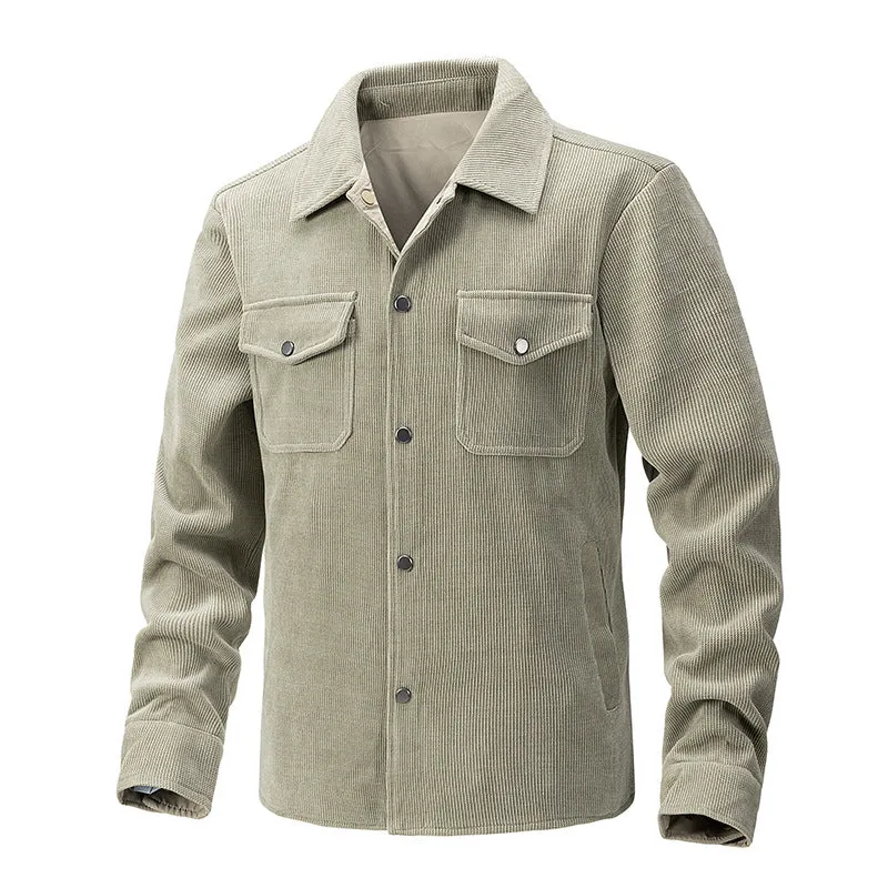 Herren Cordjacke mit Kentkragen, Brusttaschen und Druckknopfverschluss Nord Taschen