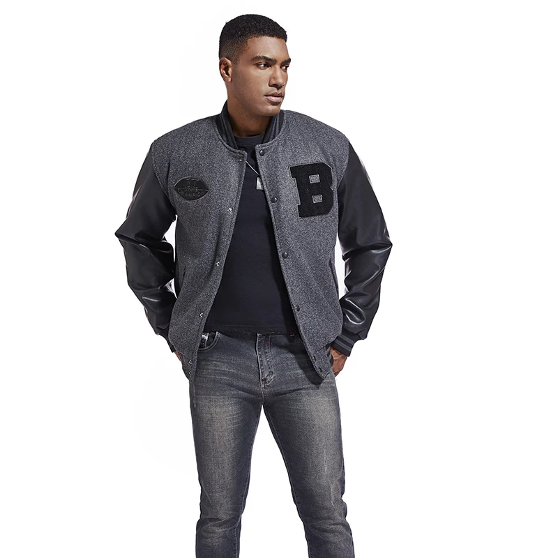 Herren Collegejacke aus Wollmix mit verstärkten Lederärmeln Nord Taschen