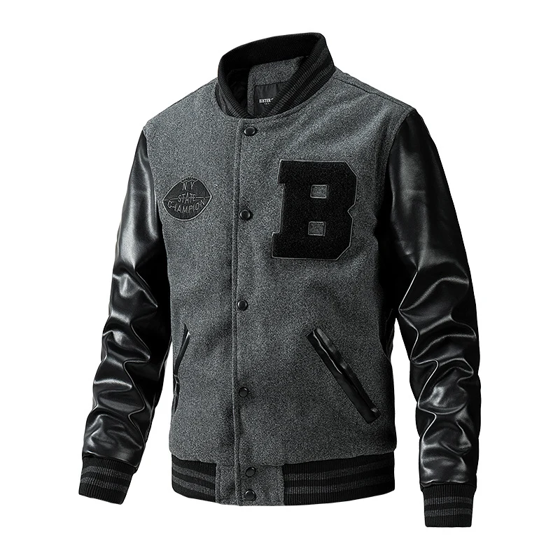 Herren Collegejacke aus Wollmix mit verstärkten Lederärmeln Nord Taschen