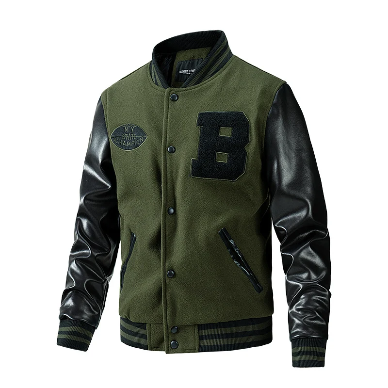 Herren Collegejacke aus Wollmix mit verstärkten Lederärmeln Nord Taschen