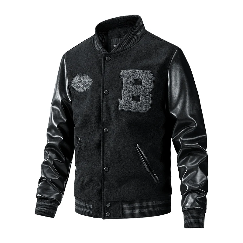 Herren Collegejacke aus Wollmix mit verstärkten Lederärmeln Nord Taschen