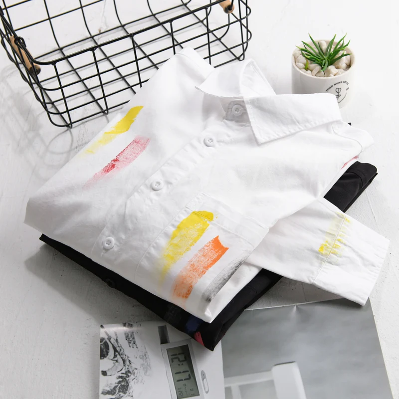 Unisex Bedrucktes Baumwoll-Overshirt im Künstlerprint mit Brusttasche Nord Taschen