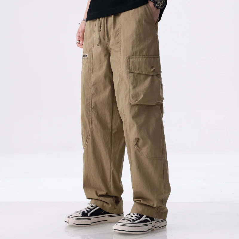Herren Weite Utility-Cargohose aus Baumwollmix mit Kordelzugbund und aufgesetzten Klappentaschen Nord Taschen