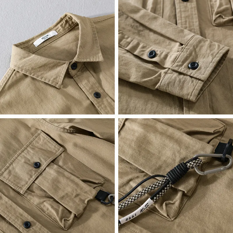 Herren Utility-Overshirt mit Doppel-Brusttaschen und Karabinerdetail Nord Taschen