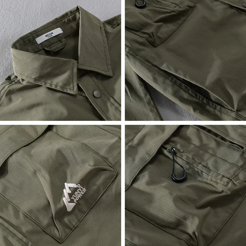 Herren Utility-Overshirt im Field-Stil mit Druckknopf-Leiste und Doppelbrusttaschen Nord Taschen
