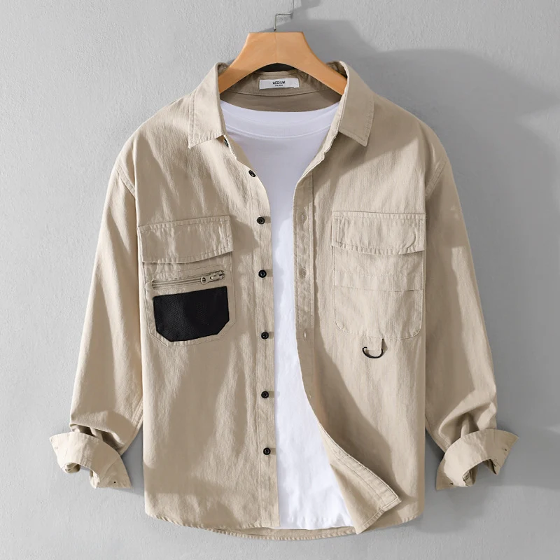 Herren Utility-Overshirt aus Baumwollmix mit Mehrfachtaschen und D-Ring Nord Taschen