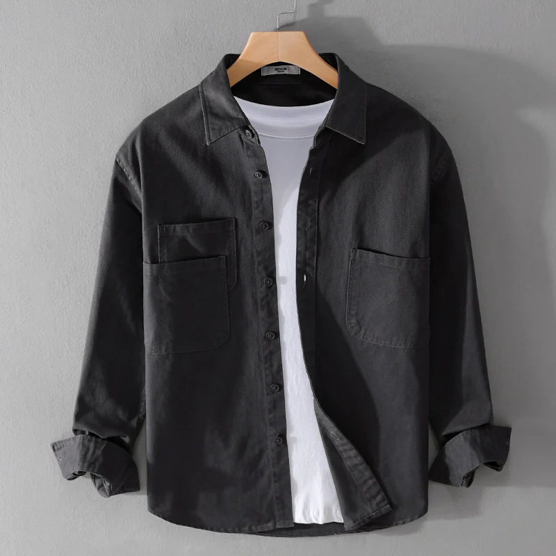 Herren Utility-Overshirt aus Baumwoll-Twill mit doppelten Brusttaschen und legerem Schnitt Nord Taschen