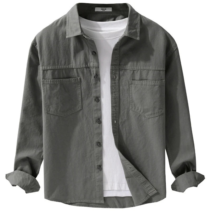 Herren Utility-Hemdjacke aus Baumwolltwill mit verdeckter Knopfleiste und Relaxed-Schnitt Nord Taschen