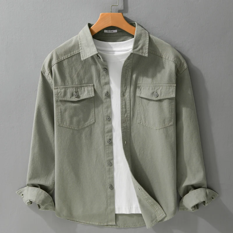 Herren Twill-Overshirt im Worker-Stil mit doppelten Brustklappen und Relaxed-Fit Nord Taschen