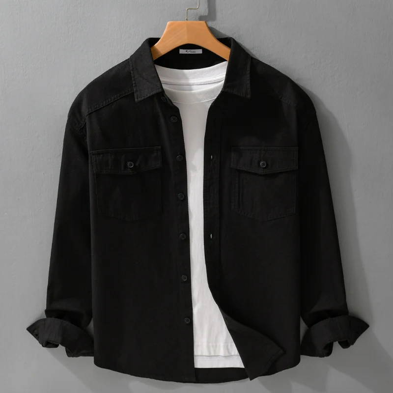 Herren Twill-Overshirt im Worker-Stil mit doppelten Brustklappen und Relaxed-Fit Nord Taschen