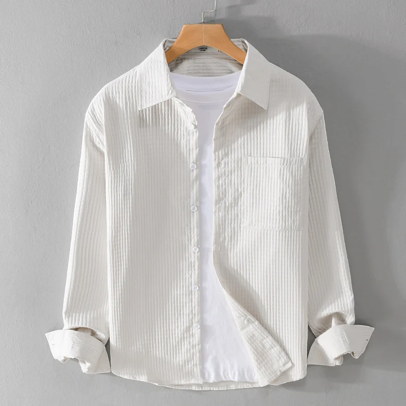 Herren Texturiertes Waffelstruktur-Overshirt mit Brusttasche und legerer Passform Nord Taschen