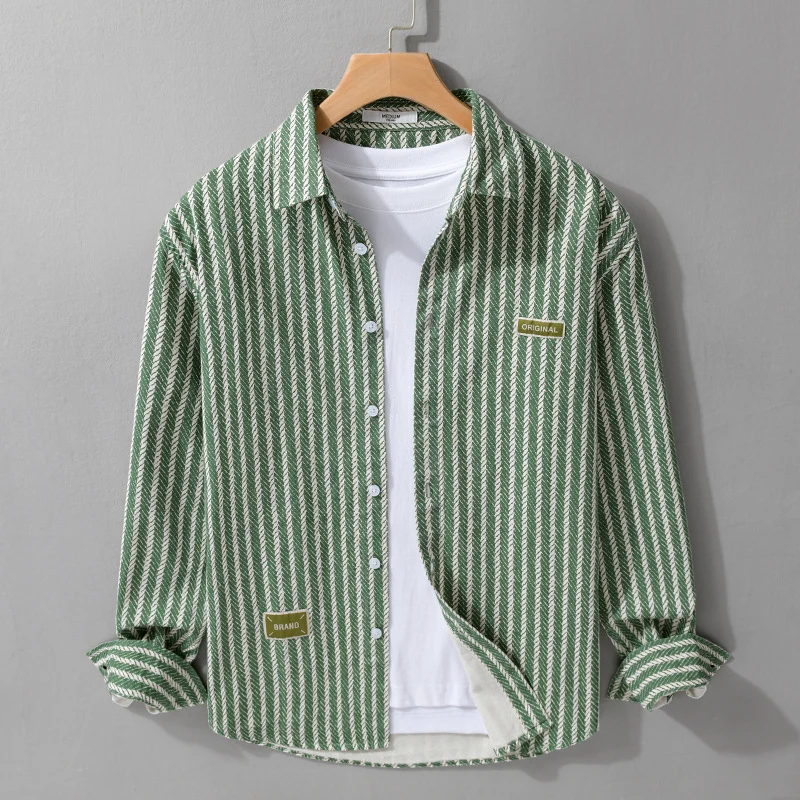 Herren Texturiertes Hemdjacken-Overshirt mit diagonaler Fischgrät-Struktur Nord Taschen