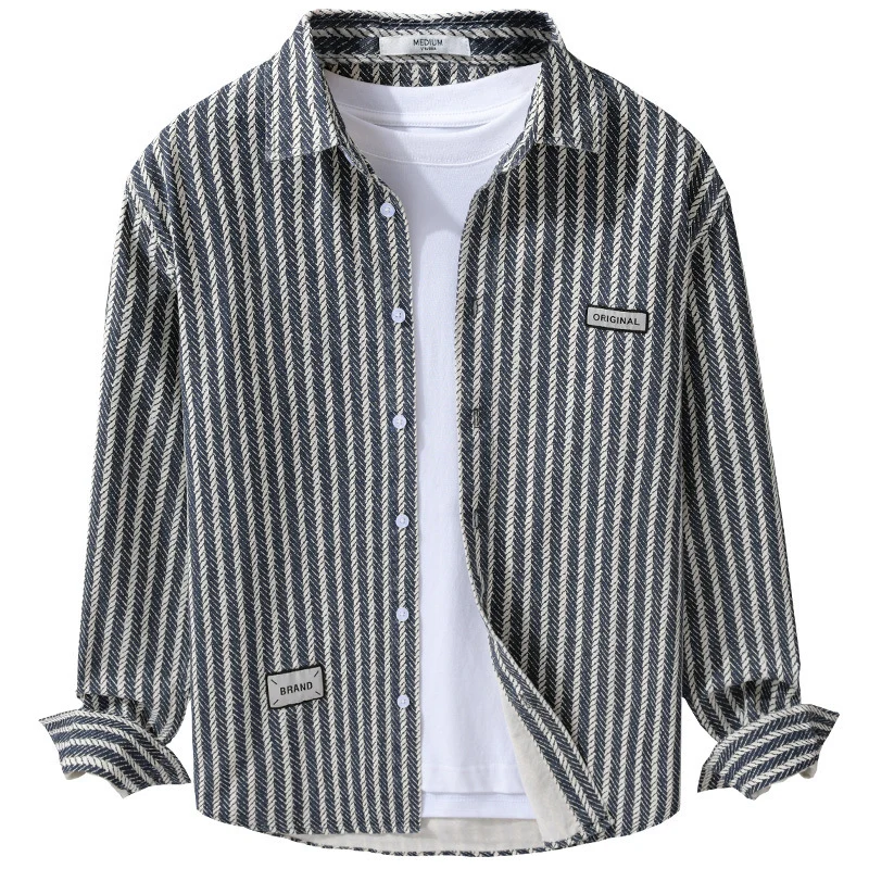 Herren Texturiertes Hemdjacken-Overshirt mit diagonaler Fischgrät-Struktur Nord Taschen