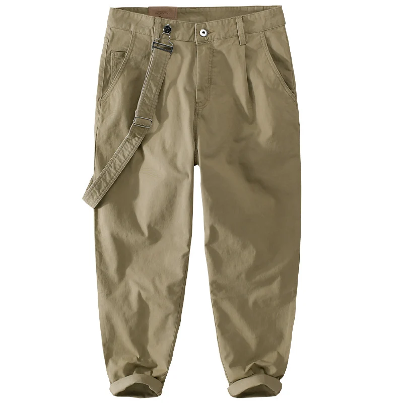 Herren Tapered-Chinohose mit abnehmbarem Gurt, hohem Bund und gekrempeltem Saum Nord Taschen