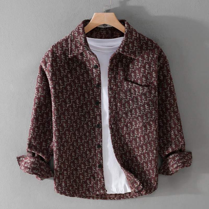 Herren Strukturiertes Jacquard-Overshirt mit Brusttasche und Relaxed Fit Nord Taschen