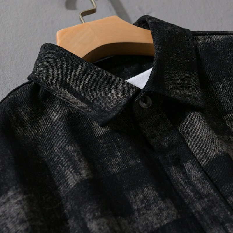 Herren Strukturiertes Hemdjacke-Overshirt aus Baumwollmischung mit geometrischem Print Nord Taschen
