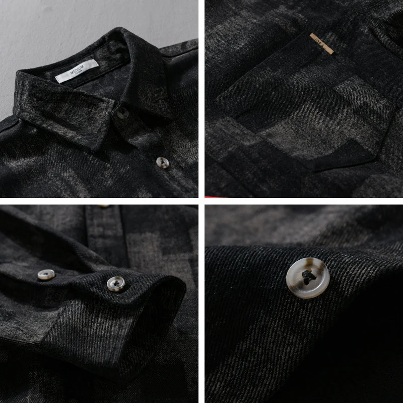 Herren Strukturiertes Hemdjacke-Overshirt aus Baumwollmischung mit geometrischem Print Nord Taschen