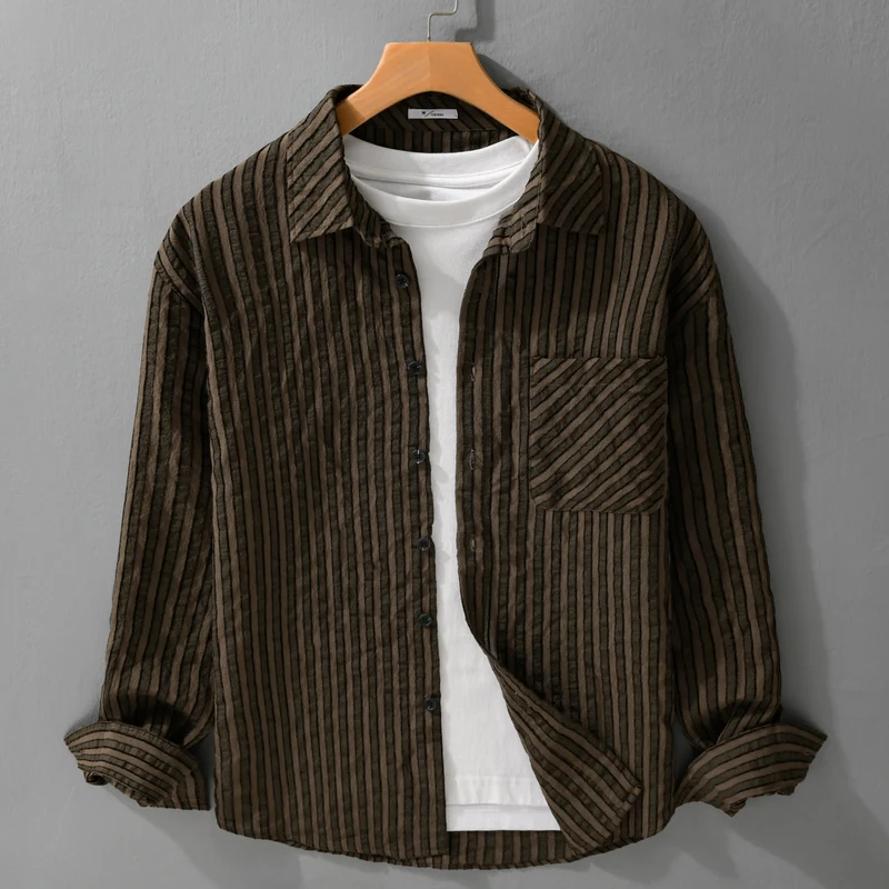 Herren Strukturierter Cord-Overshirt im Relaxed-Fit mit aufgesetzter Brusttasche Nord Taschen