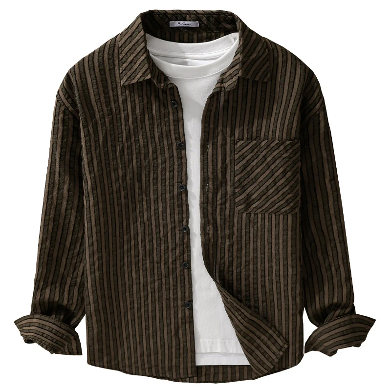 Herren Strukturierter Cord-Overshirt im Relaxed-Fit mit aufgesetzter Brusttasche Nord Taschen