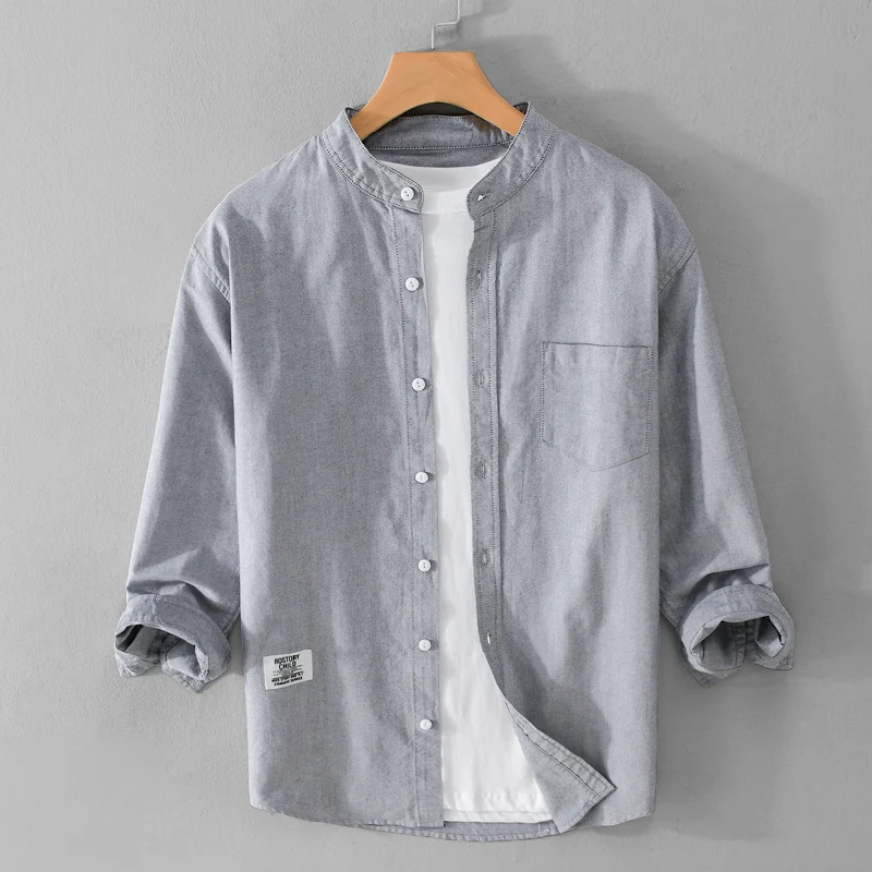 Herren Stehkragen-Overshirt aus Baumwollmix mit Brusttasche und entspannter Passform Nord Taschen