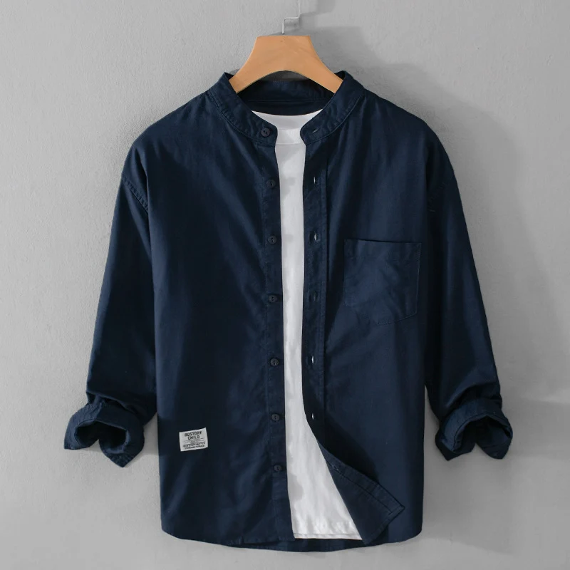 Herren Stehkragen-Overshirt aus Baumwollmix mit Brusttasche und entspannter Passform Nord Taschen