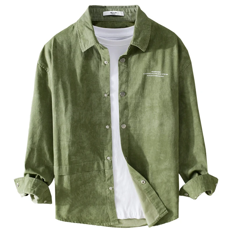 Herren Samtiges Cord-Overshirt mit Druckknopfleiste und Relaxed-Fit Nord Taschen