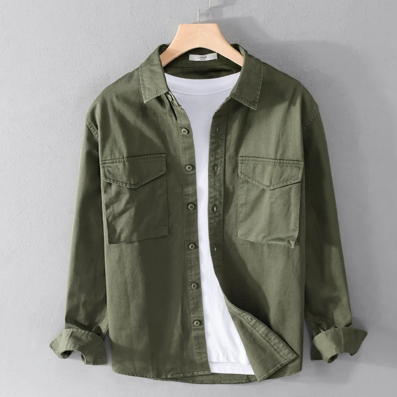 Herren Robustem Baumwoll-Twill Overshirt mit aufgesetzten Brusttaschen und Relaxed-Fit Nord Taschen