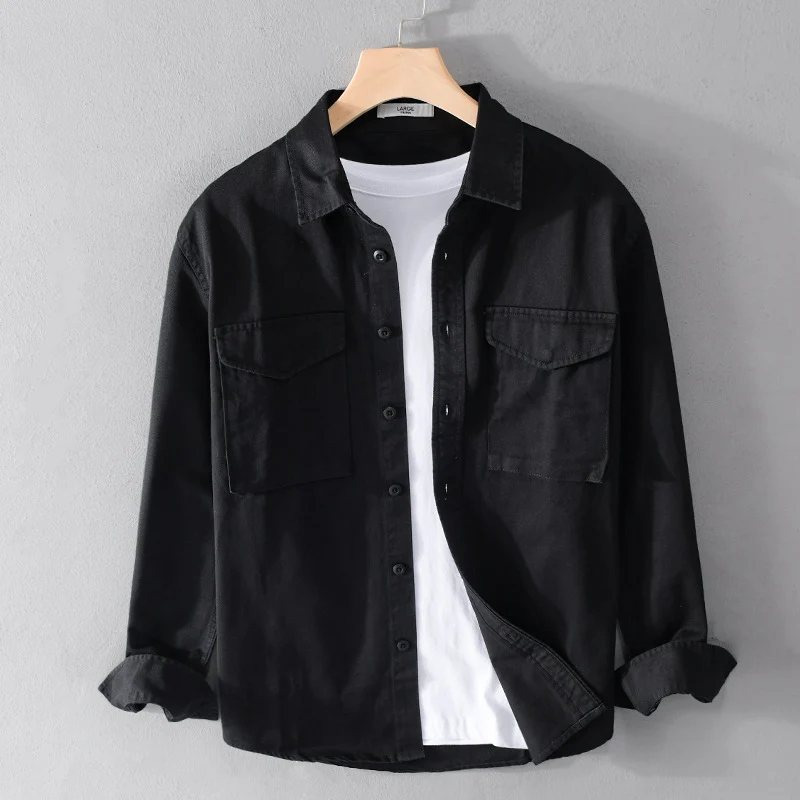 Herren Robustem Baumwoll-Twill Overshirt mit aufgesetzten Brusttaschen und Relaxed-Fit Nord Taschen