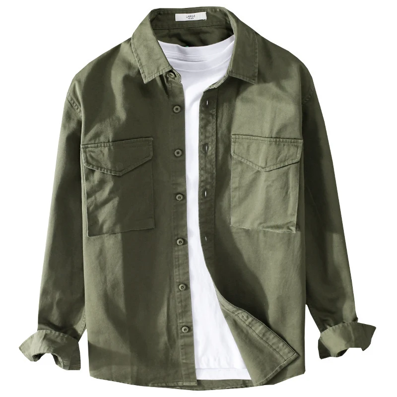 Herren Robustem Baumwoll-Twill Overshirt mit aufgesetzten Brusttaschen und Relaxed-Fit Nord Taschen
