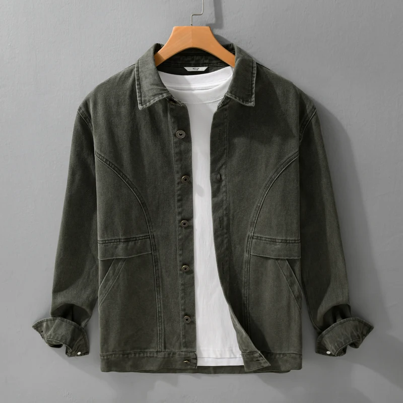 Herren robuste Canvas-Workerjacke mit Fronttaschen und markanten Ziernähten Nord Taschen