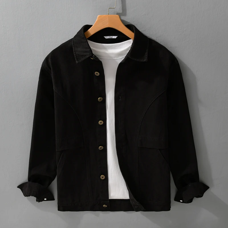 Herren robuste Canvas-Workerjacke mit Fronttaschen und markanten Ziernähten Nord Taschen