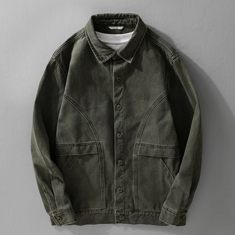 Herren robuste Canvas-Workerjacke mit Fronttaschen und markanten Ziernähten Nord Taschen