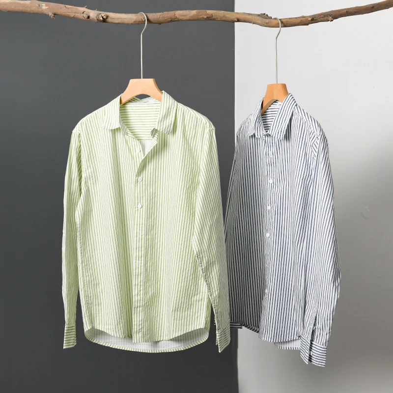 Herren Relaxed-Layering-Hemd mit feinen Längsstreifen, Kentkragen und softem Baumwollmix Nord Taschen