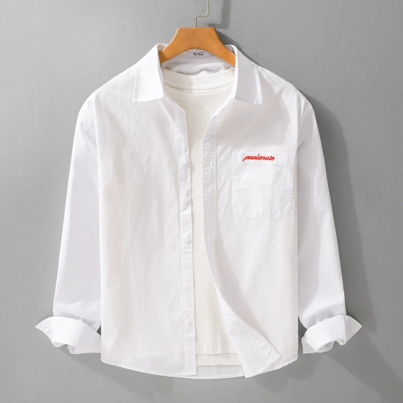 Herren Relaxed-Fit Baumwoll-Overshirt mit Stickerei auf Brusttasche Nord Taschen