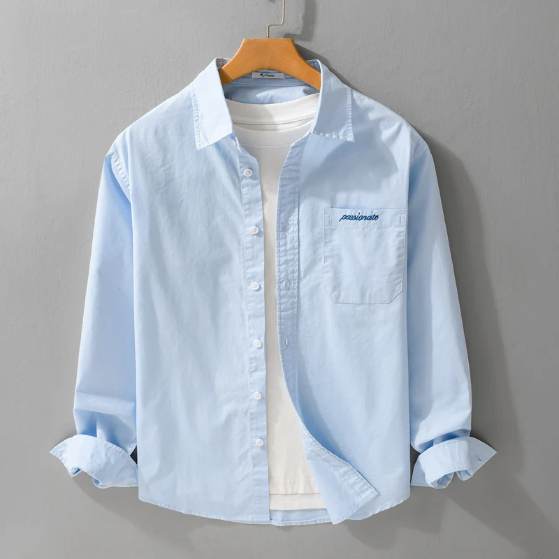 Herren Relaxed-Fit Baumwoll-Overshirt mit Stickerei auf Brusttasche Nord Taschen