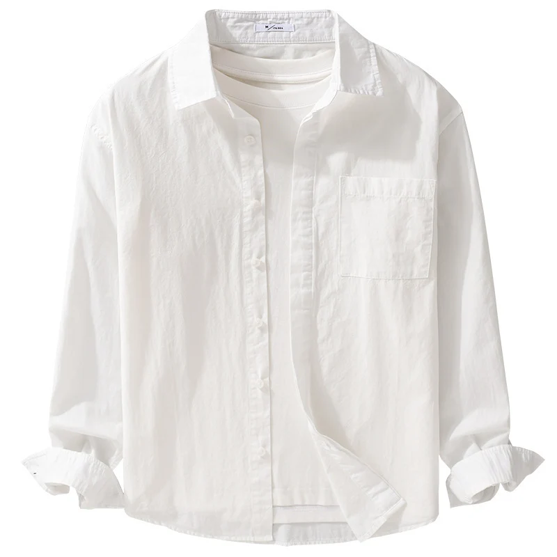 Herren Relaxed-Fit Baumwoll-Overshirt mit Kentkragen und Brusttasche Nord Taschen