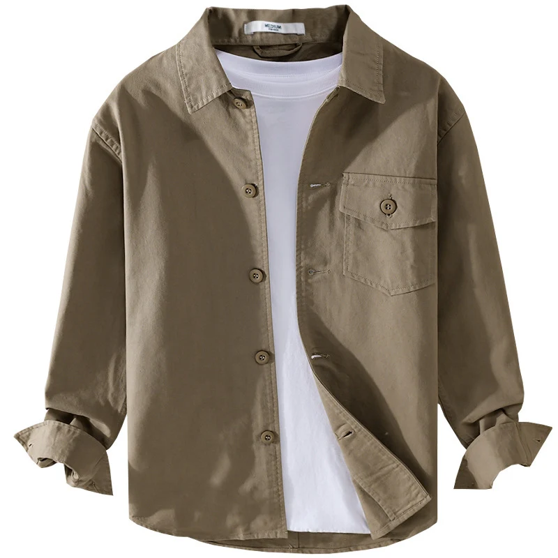 Herren Relaxed-Fit Baumwoll-Overshirt mit Brustpatte und Hemdkragen Nord Taschen