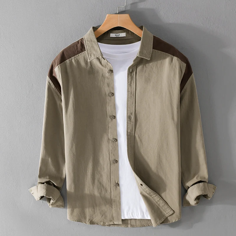 Herren Overshirt mit Kontrastpasse und lockerem Schnitt aus Baumwollmix Nord Taschen