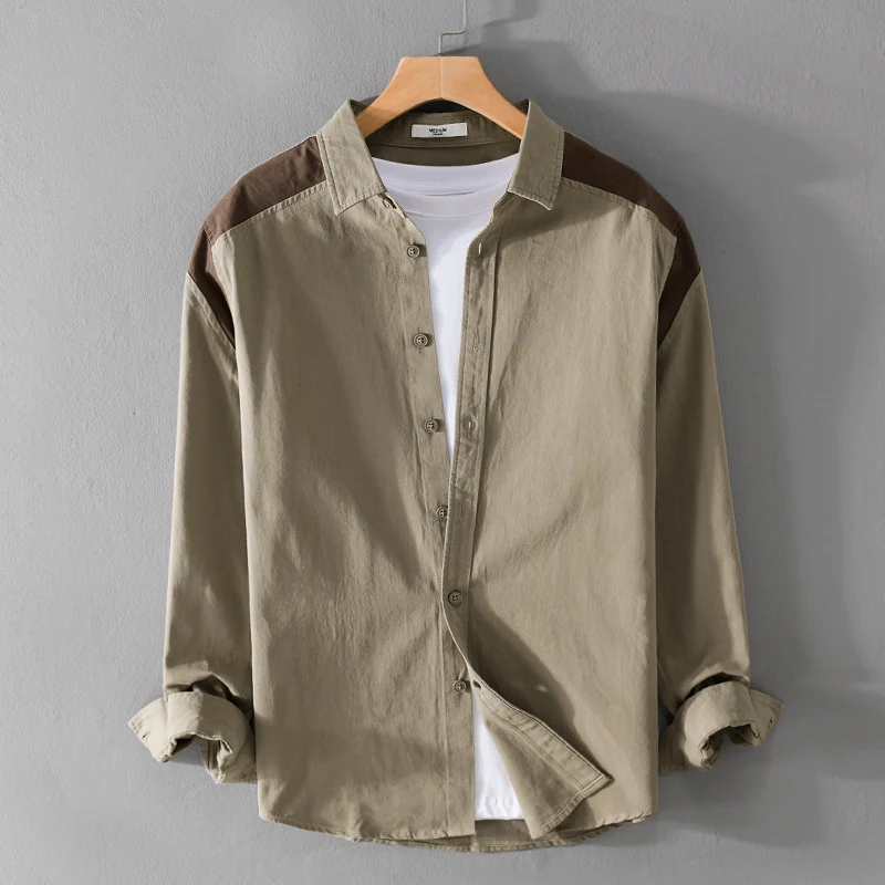 Herren Overshirt mit Kontrastpasse und lockerem Schnitt aus Baumwollmix Nord Taschen