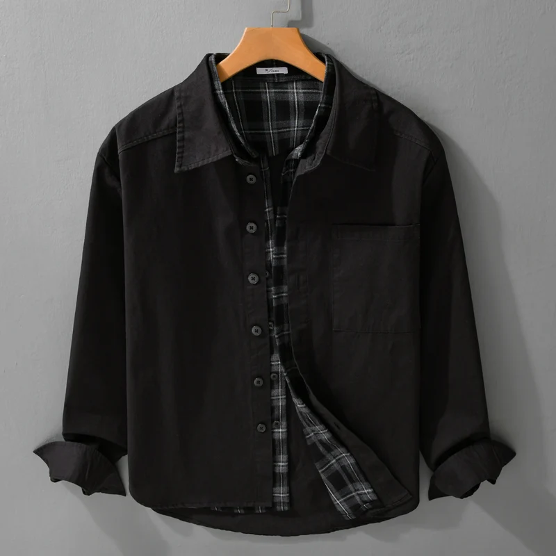 Herren Overshirt-Jacke mit karierter Thermofütterung Nord Taschen