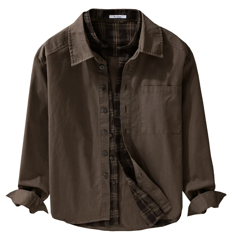 Herren Overshirt-Jacke mit karierter Thermofütterung Nord Taschen