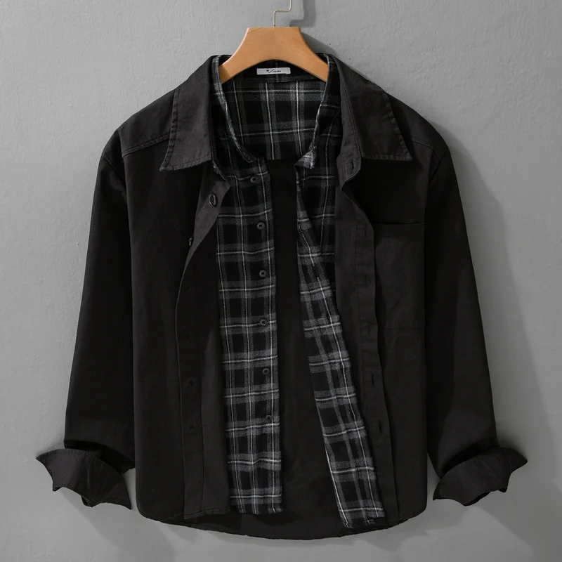 Herren Overshirt-Jacke mit karierter Thermofütterung Nord Taschen