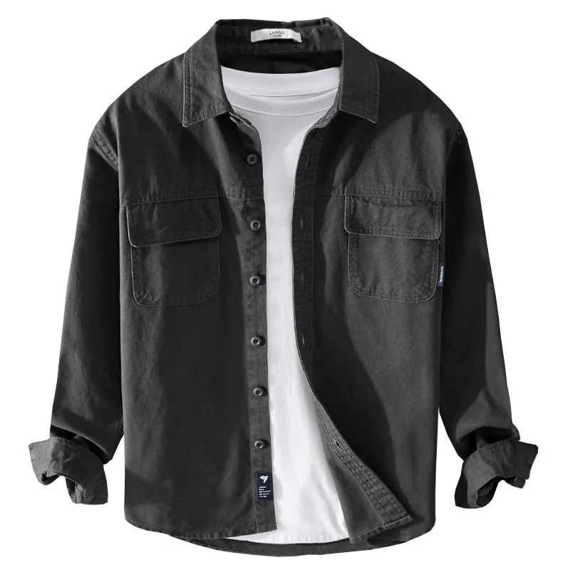 Herren Overshirt-Jacke aus Baumwoll-Twill mit aufgesetzten Brusttaschen und Knopfleiste Nord Taschen